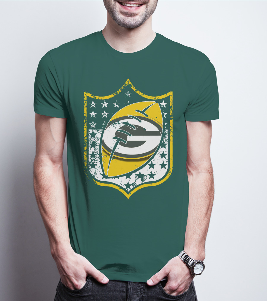 Green Bay Packers 33 Vintage Shield Football T-Shirt