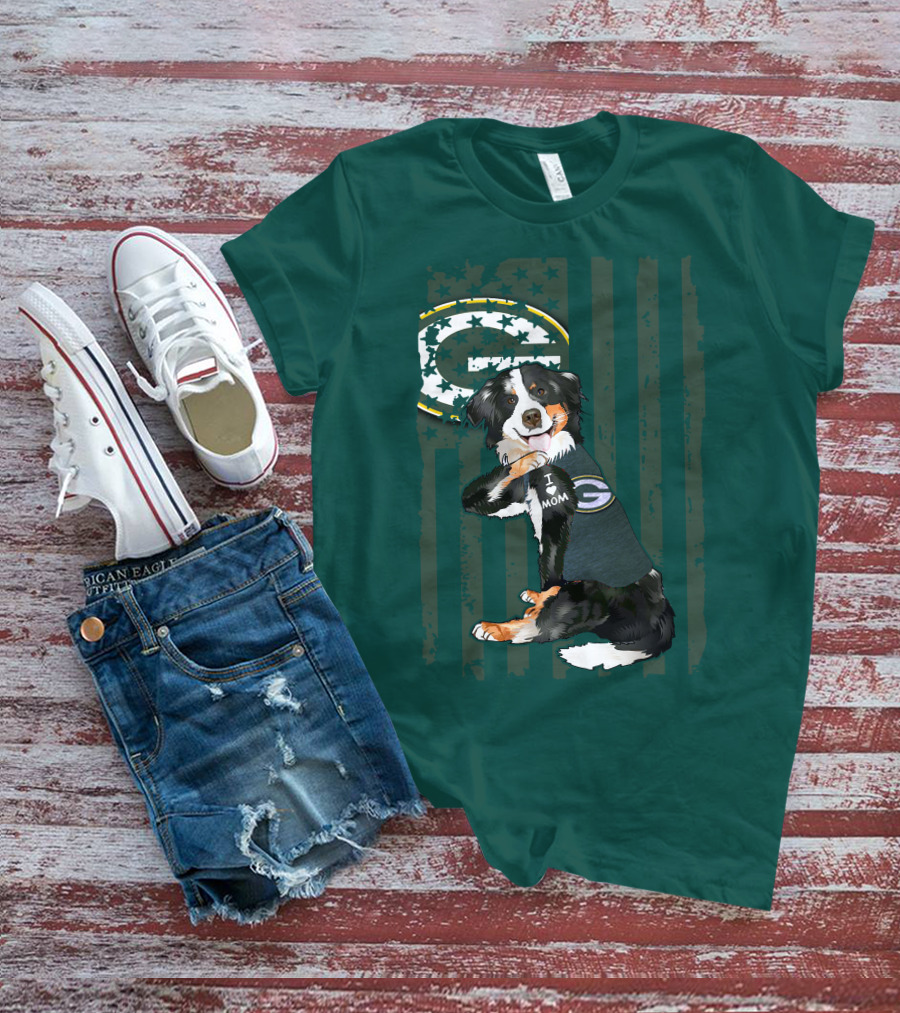 Border Collie Green Bay Packers I Love Mom T-Shirt