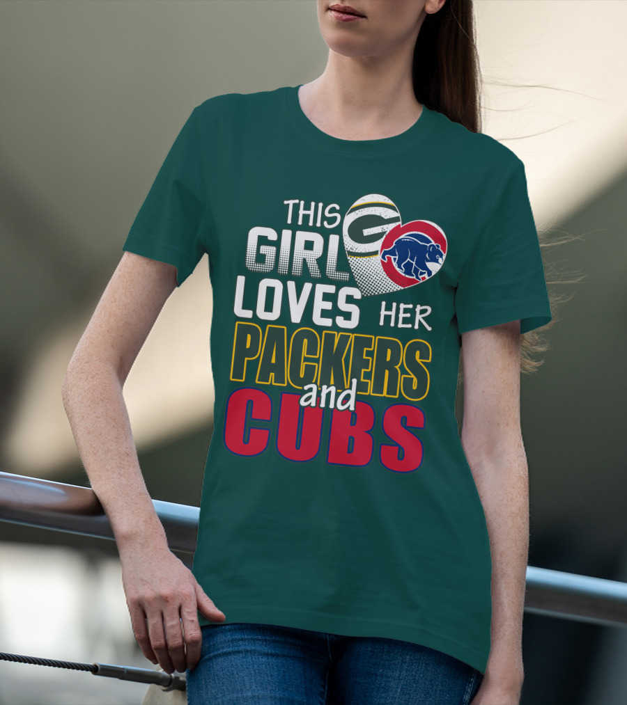 This Girl Loves Her Packers And Cubs T-Shirt