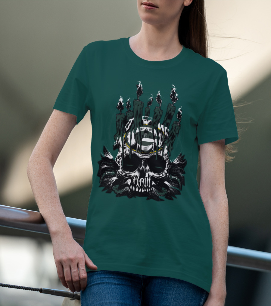 Green Bay Packers Skull Candle T-Shirt