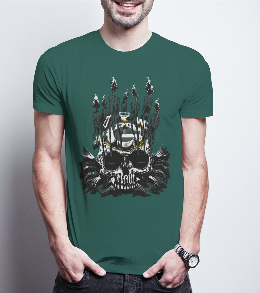 Green Bay Packers Skull Candle T-Shirt