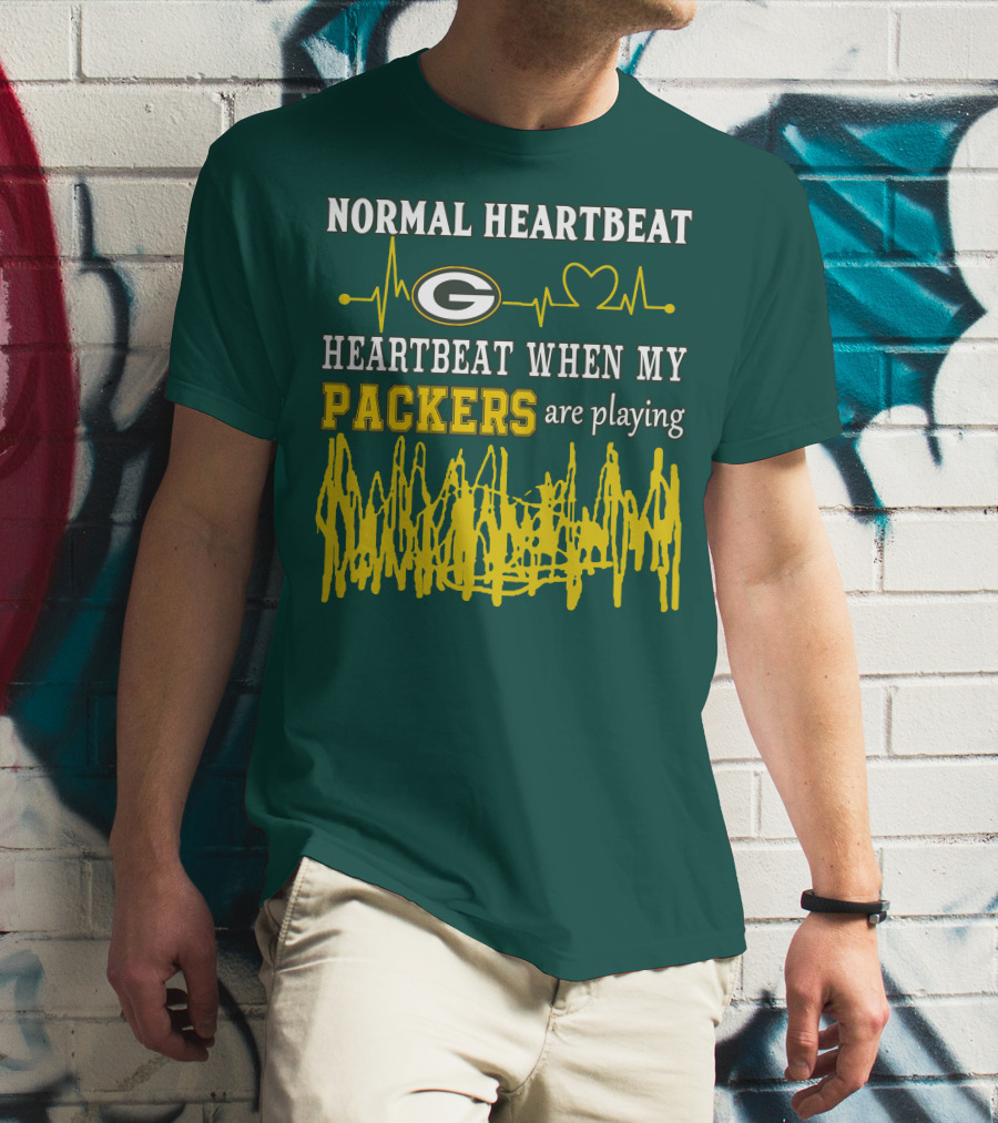 Normal Heartbeat Heartbeat When My Packers Are Playing Green Bay Packers T-Shirt