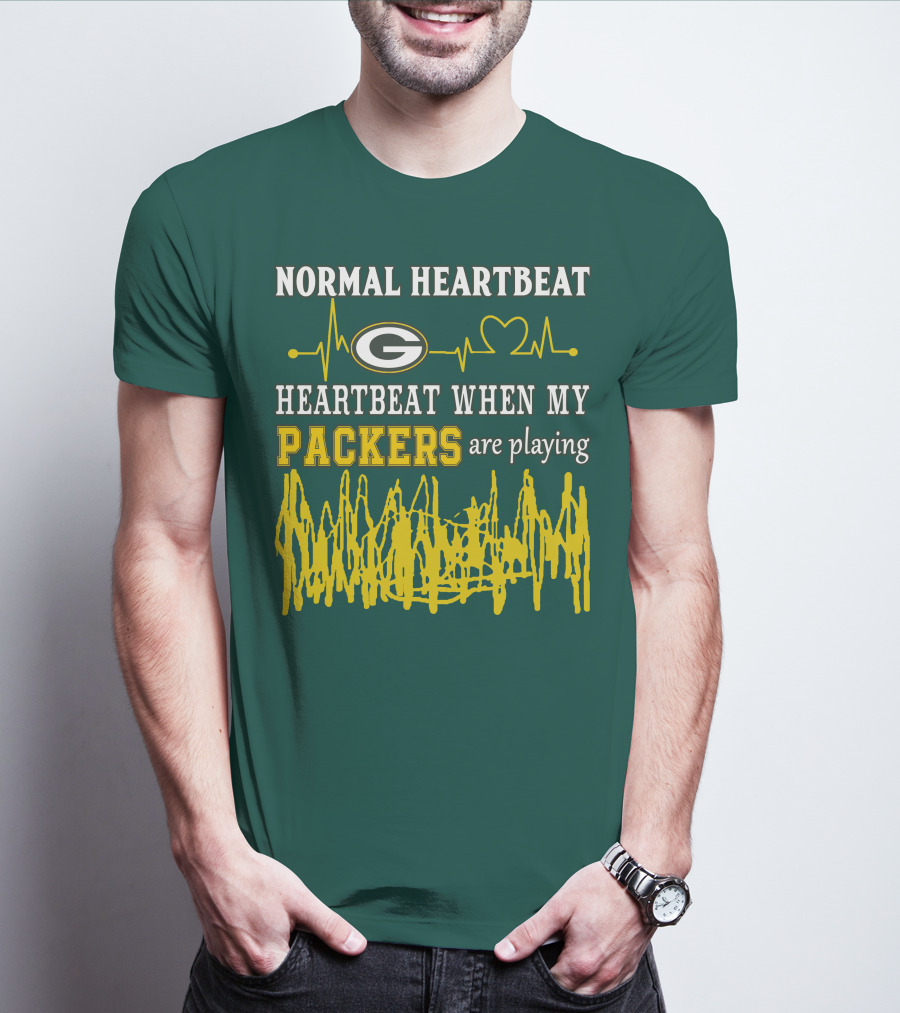 Normal Heartbeat Heartbeat When My Packers Are Playing Green Bay Packers T-Shirt