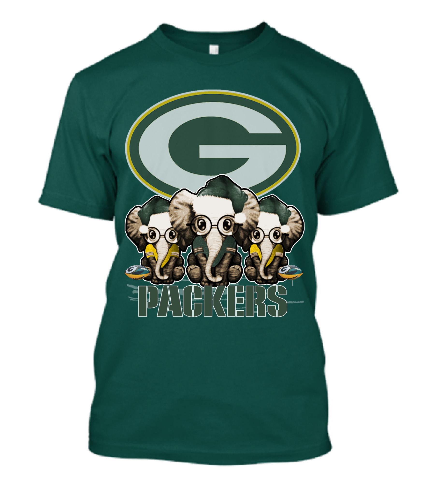 Elephant Packers Christmas Green Bay Packers T-Shirt