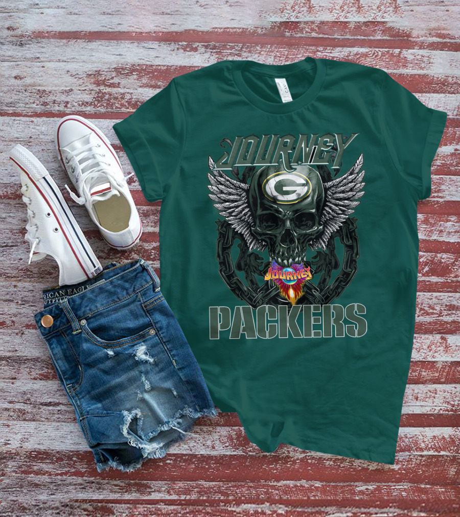Journey Green Bay Packers Winged Skull Flame T-Shirt
