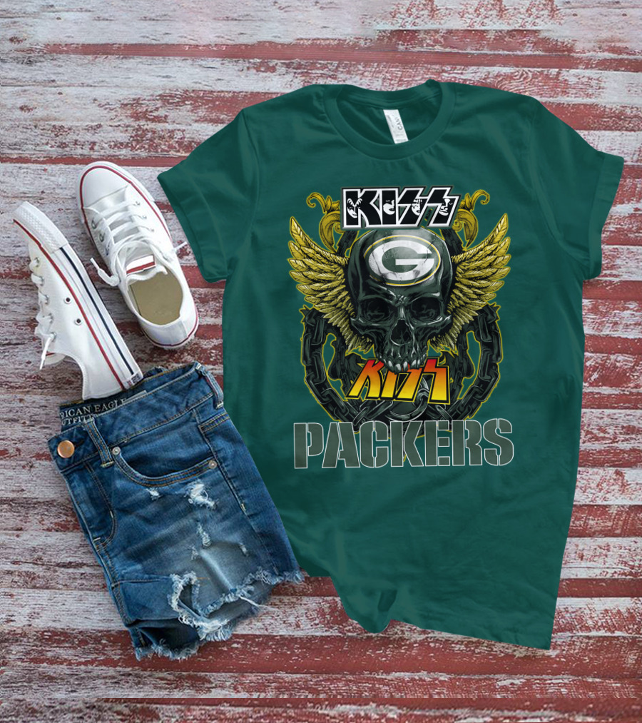 KISS Green Bay Packers Skull Wings T-Shirt
