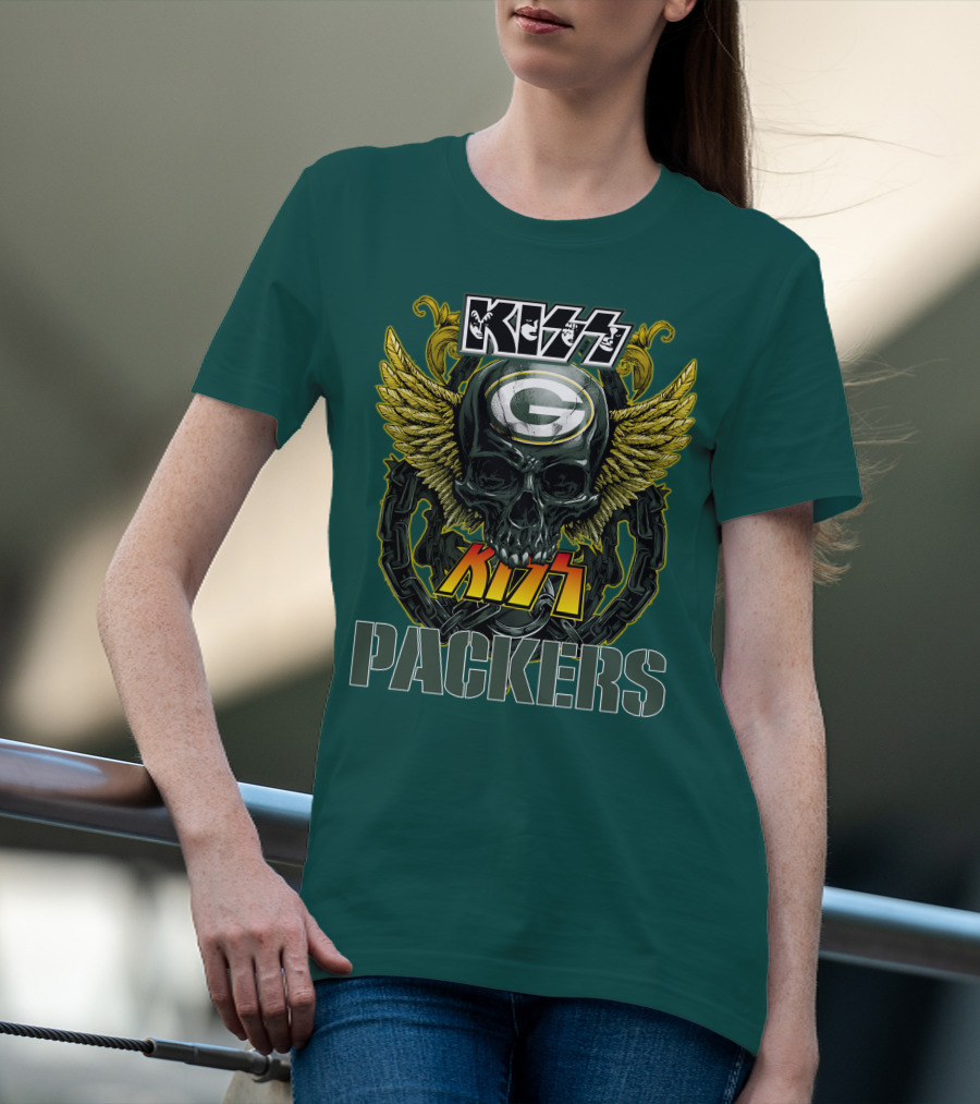 KISS Green Bay Packers Skull Wings T-Shirt