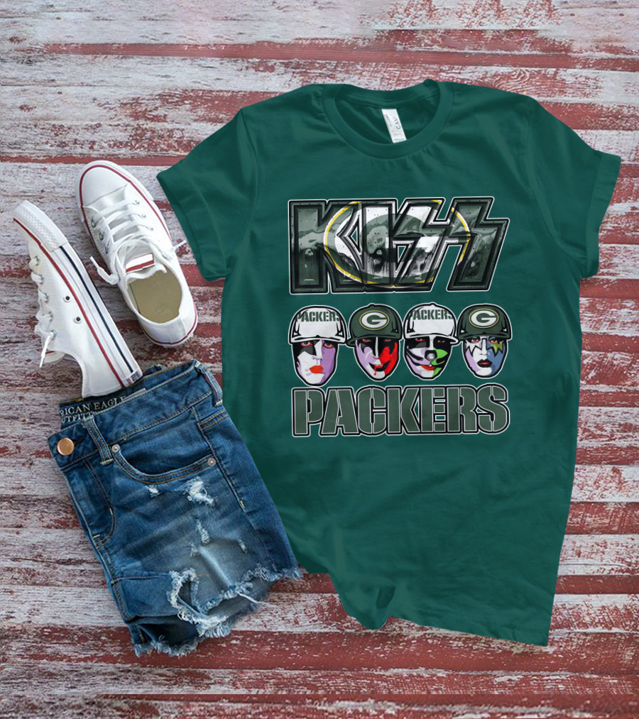 Kiss Packers Green Bay Fan Faces T-Shirt