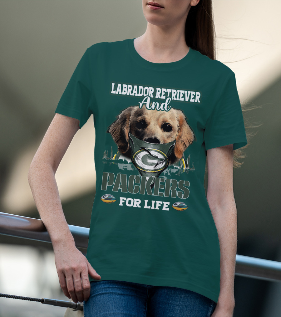 Labrador Retriever And Packers For Life Green Bay Packers T-Shirt