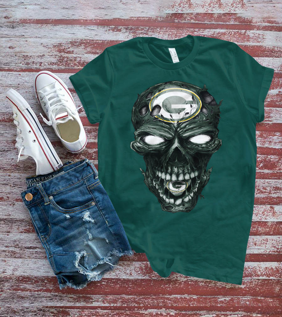 Skull Green Bay Packers G Logo Zombie Fusion T-Shirt