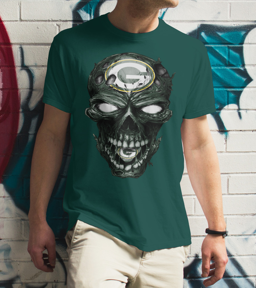 Skull Green Bay Packers G Logo Zombie Fusion T-Shirt