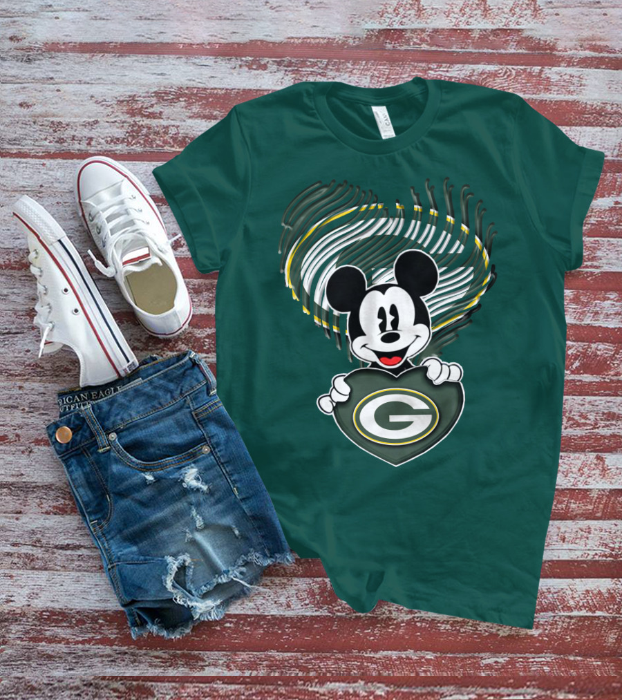 Mick Fan Embraces Green Bay Packers Heart T-Shirt
