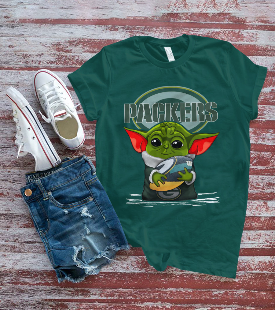 Yoda Holding Football With Green Bay Packers T-Shirt