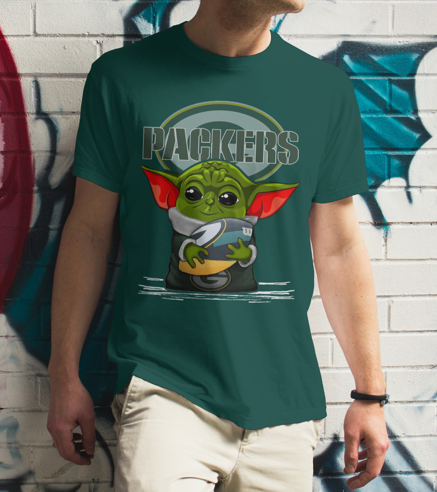 Yoda Holding Football With Green Bay Packers T-Shirt