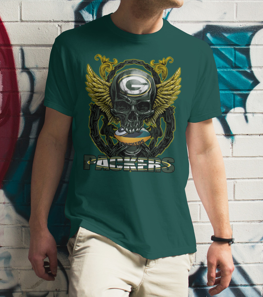 Packers Skull Green Bay Football Wings T-Shirt