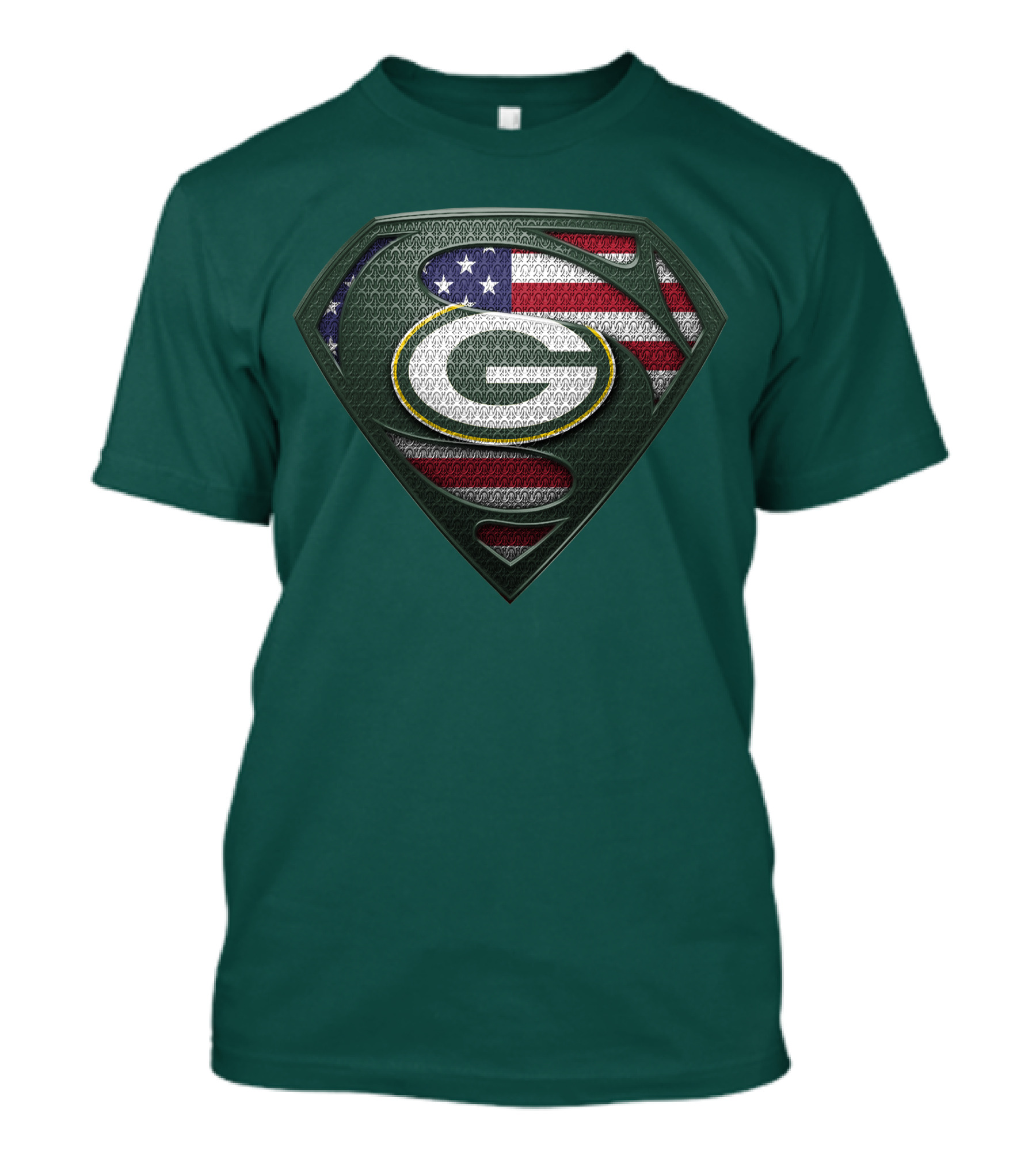 Spm Green Bay Packers American Flag Superman T-Shirt