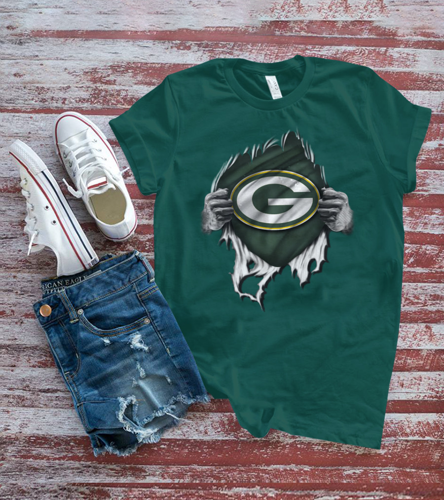 Green Bay Packers Torn Logo Superfan T-Shirt