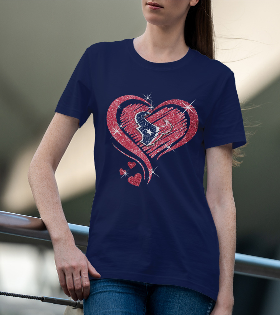 Heart Diamond Glitter Houston Texans T-Shirt