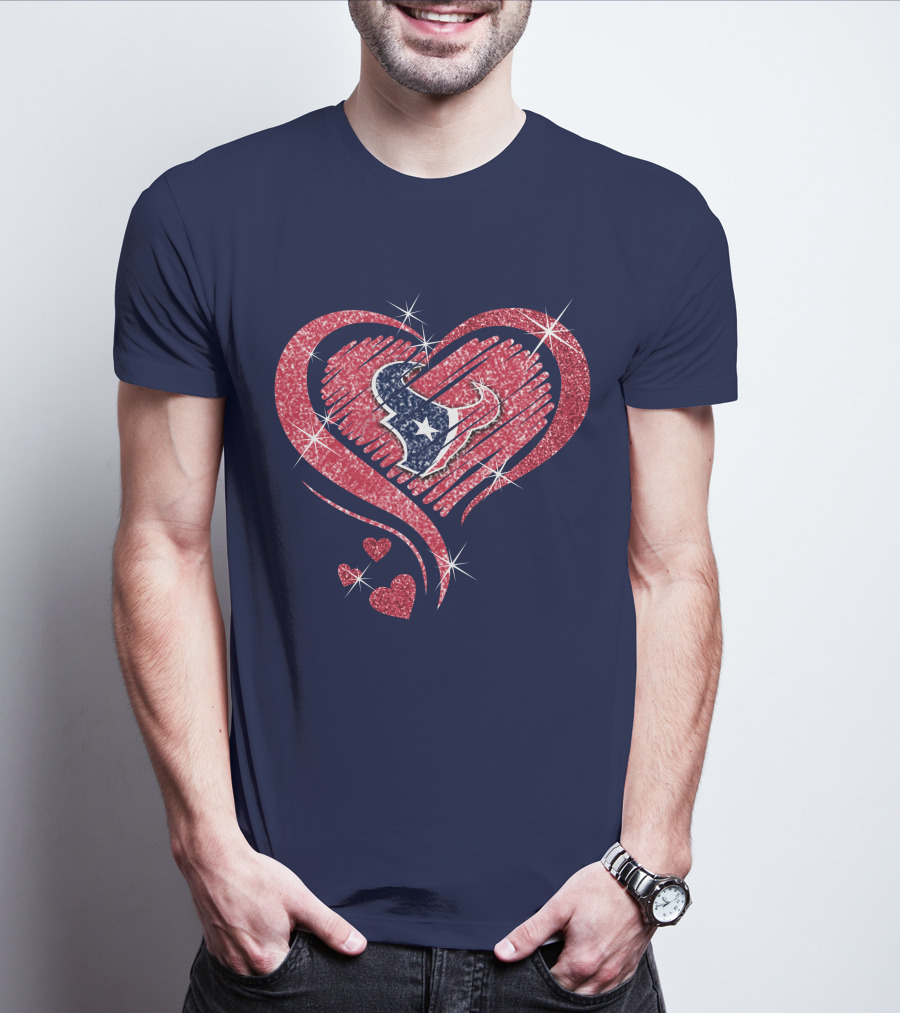 Heart Diamond Glitter Houston Texans T-Shirt