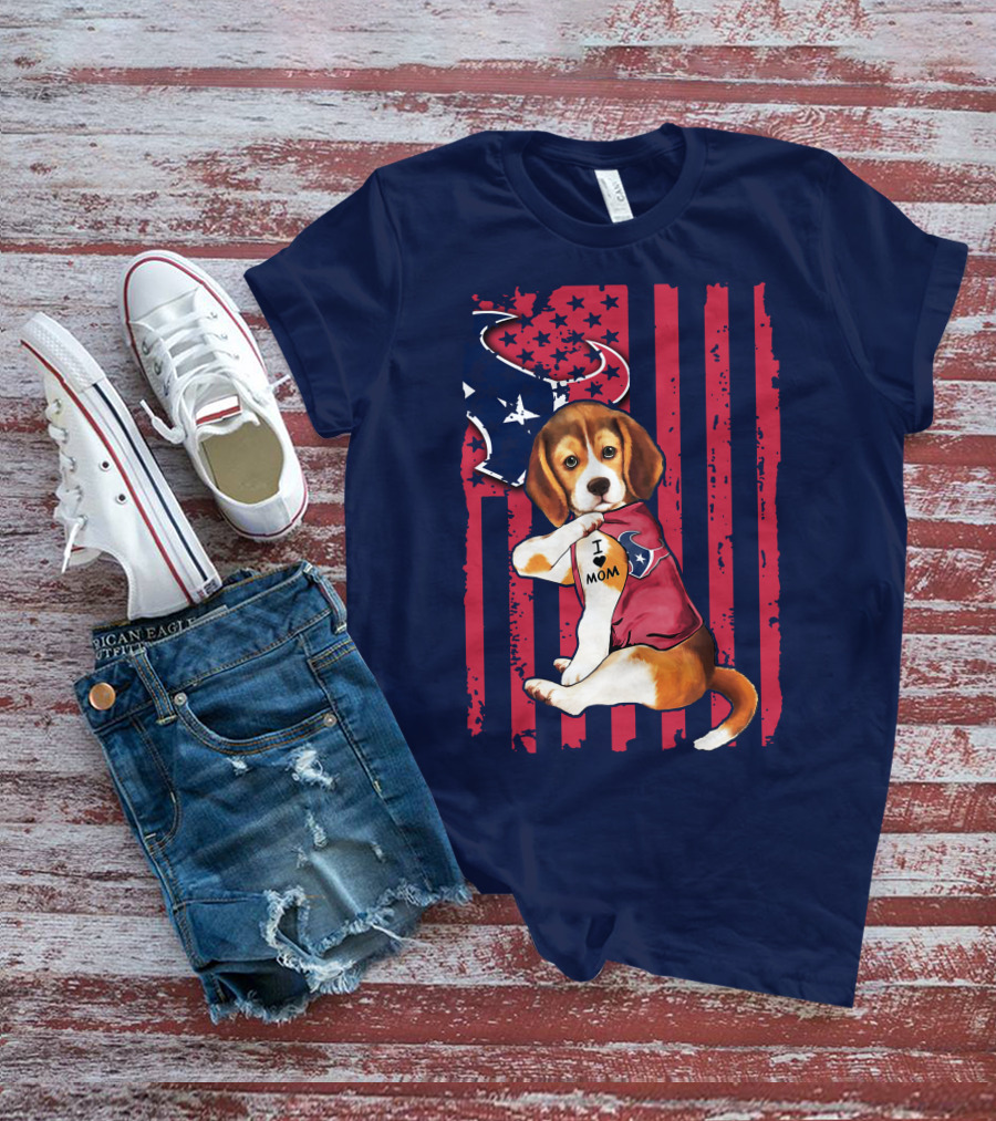 Houston Texans Beagle I Love Mom T-Shirt