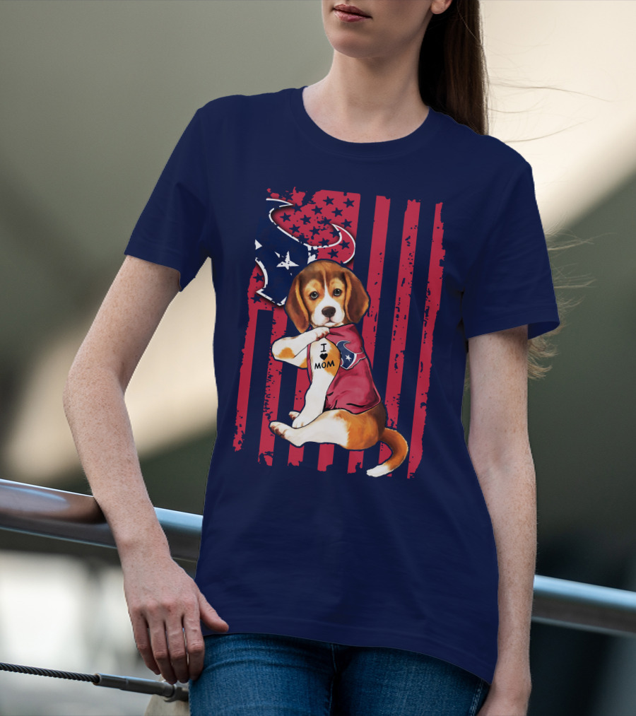 Houston Texans Beagle I Love Mom T-Shirt