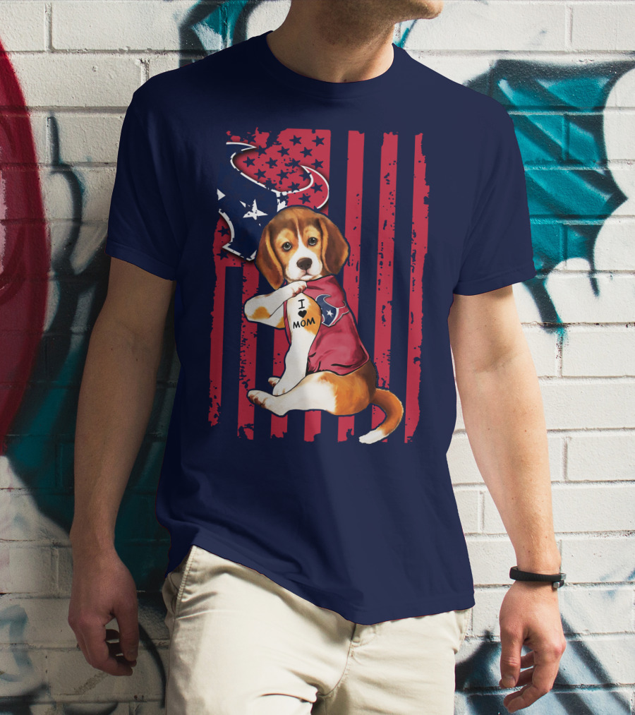 Houston Texans Beagle I Love Mom T-Shirt