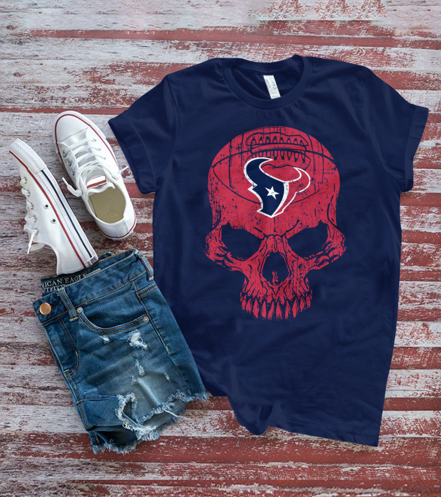 Houston Texans Skull Football Emblem 18 T-Shirt