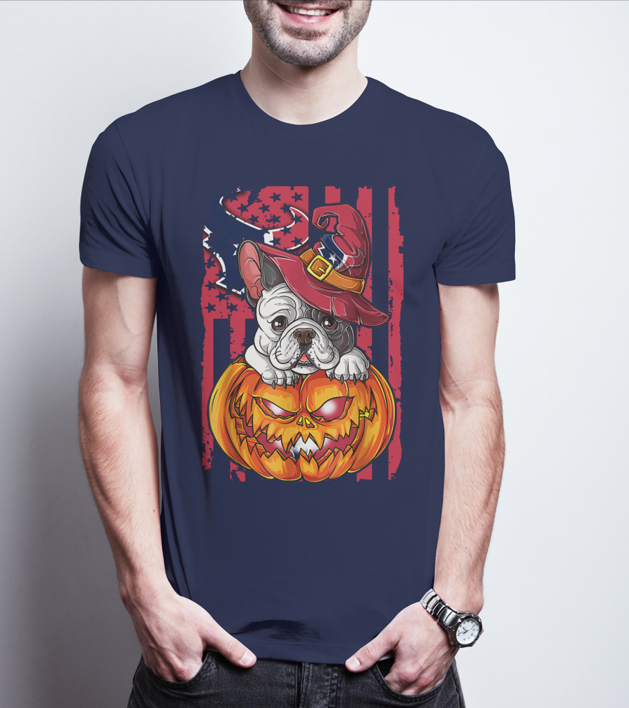 Hlw Bulldog Houston Texans Halloween Jack-o'-Lantern Witch Hat T-Shirt