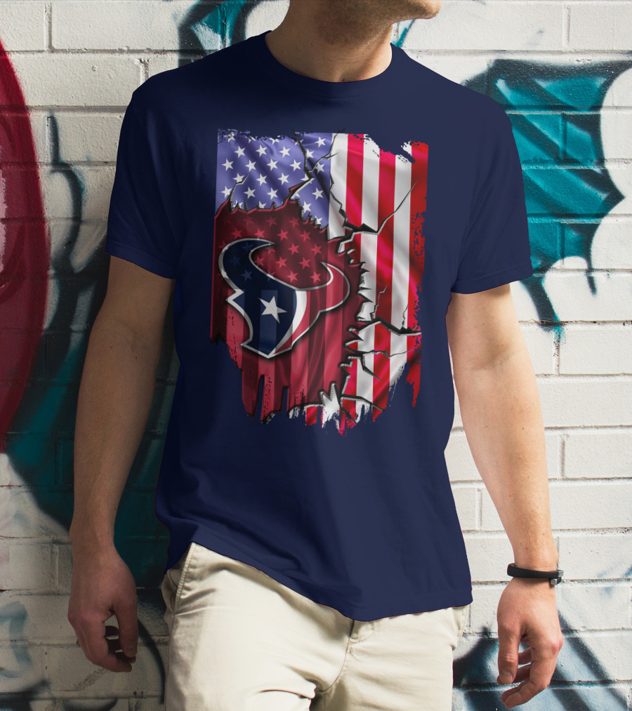 Flag Houston Texans American Flag Background T-Shirt
