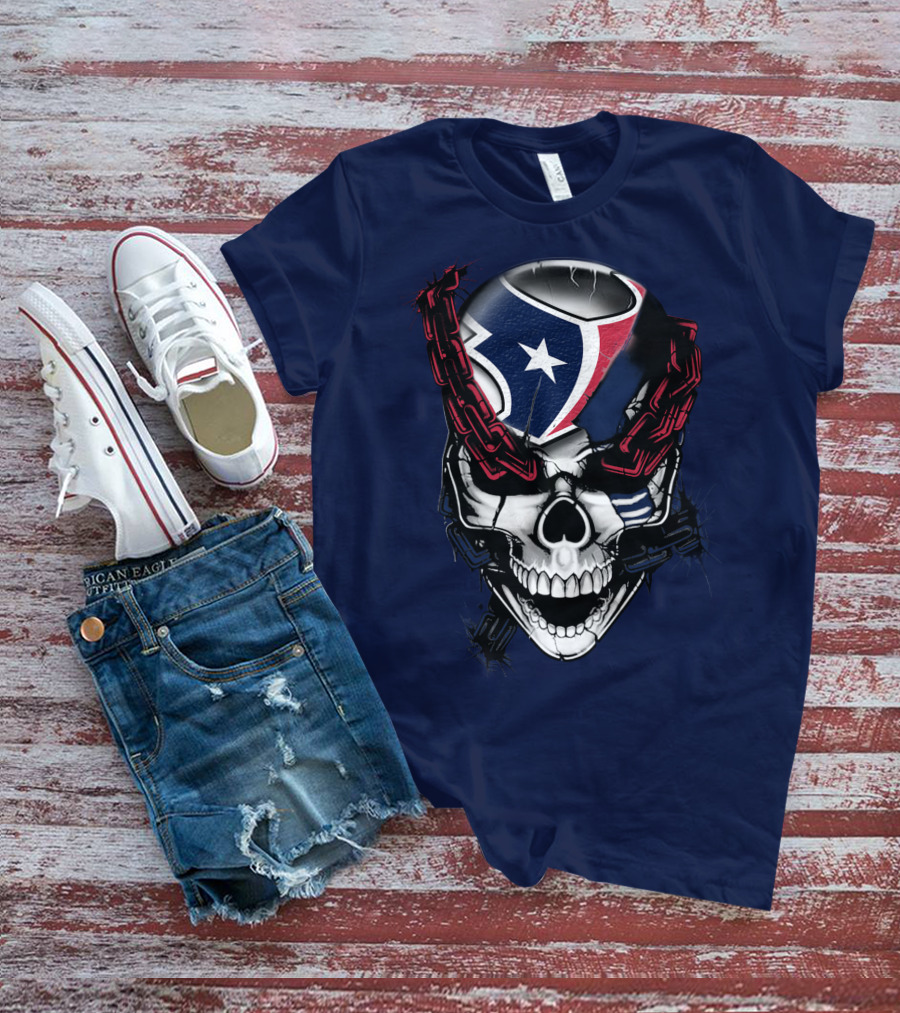 Houston Texans Skull With Chains T-Shirt