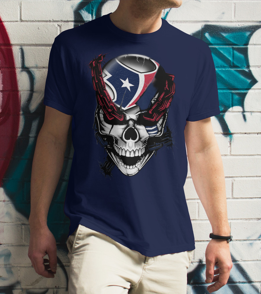Houston Texans Skull With Chains T-Shirt