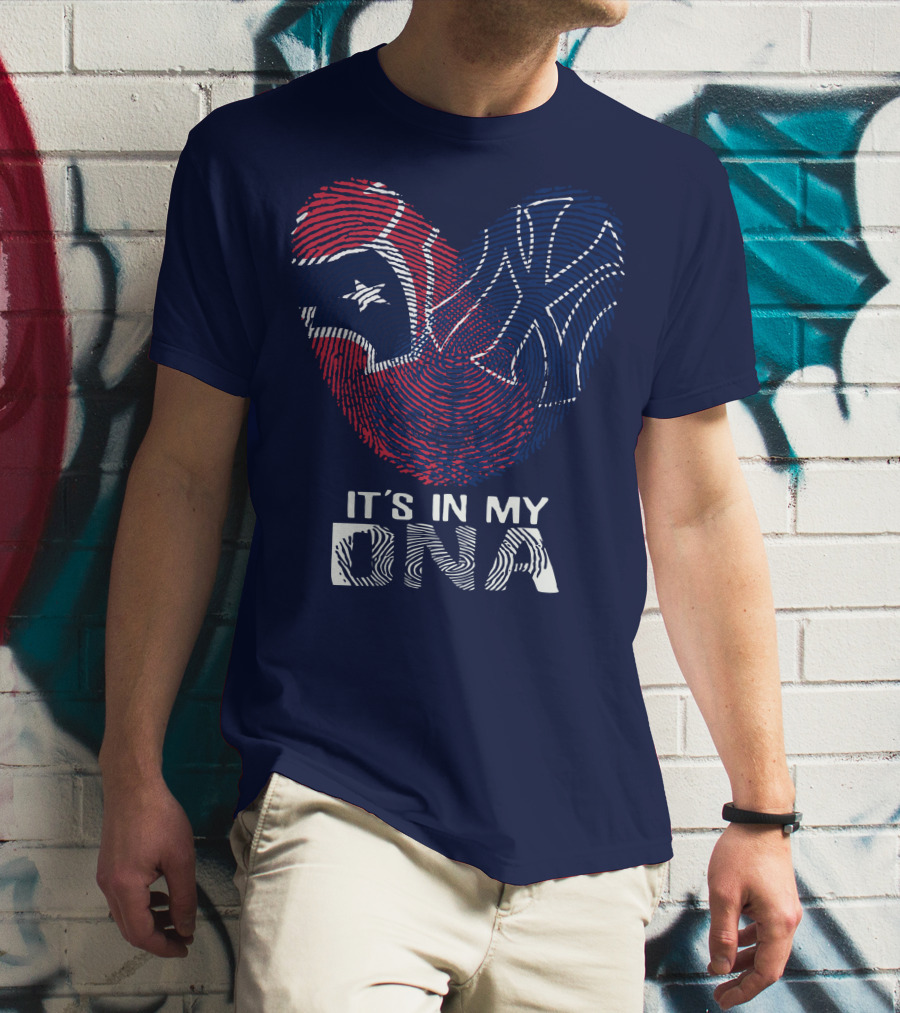 Houston Texans It's In My Dna Fingerprint Heart Yankees T-Shirt
