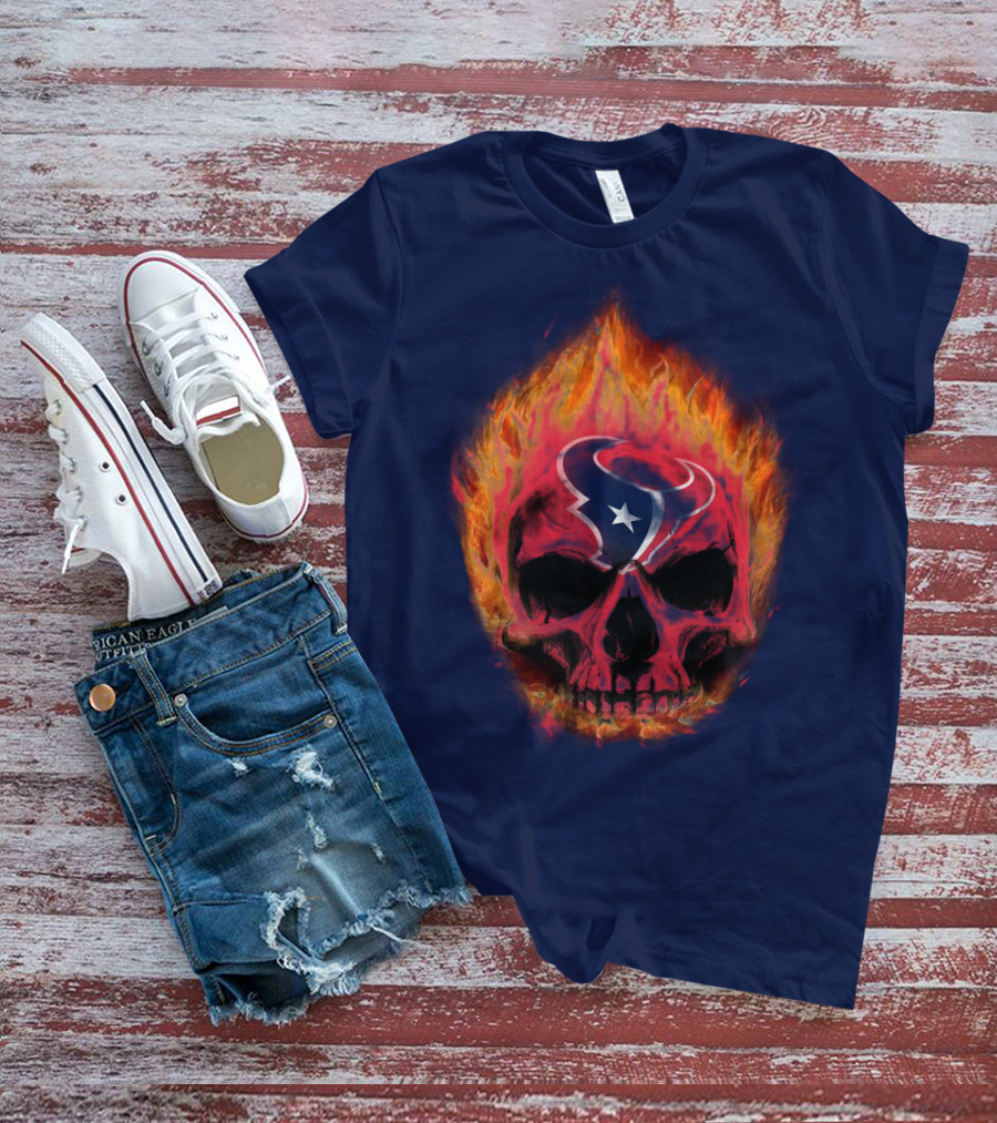 Houston Texans Flaming Skull T-Shirt
