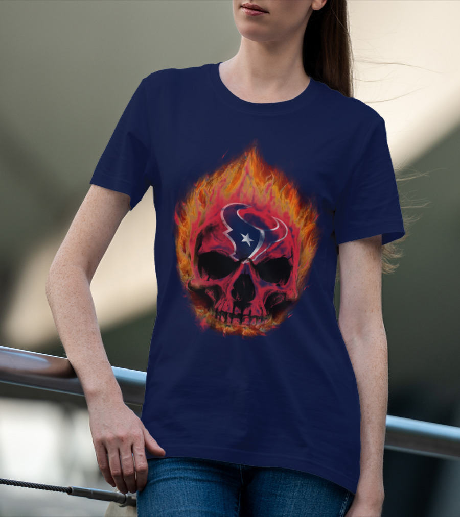 Houston Texans Flaming Skull T-Shirt