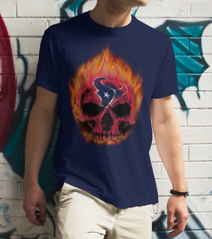 Houston Texans Flaming Skull T-Shirt