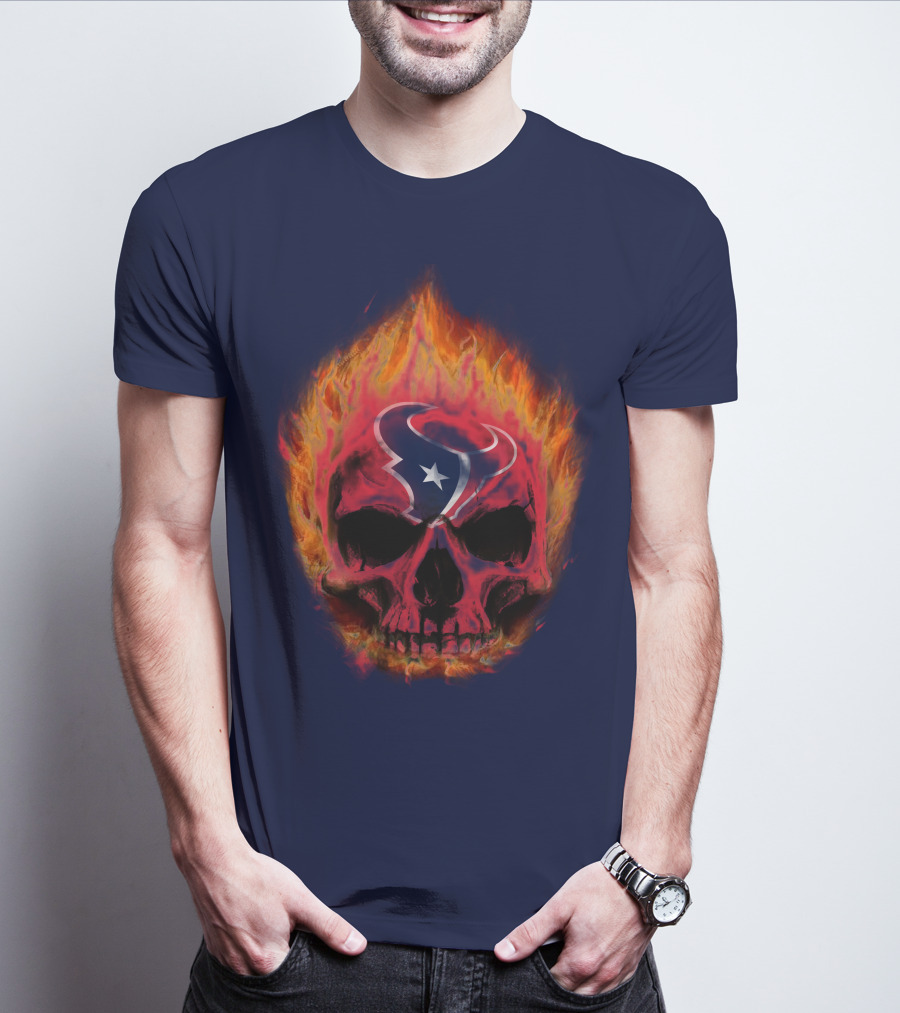 Houston Texans Flaming Skull T-Shirt