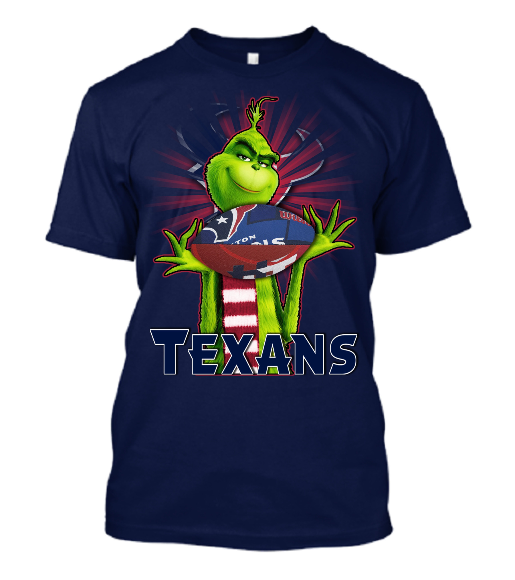 Grinch Holding Texans Football T-Shirt