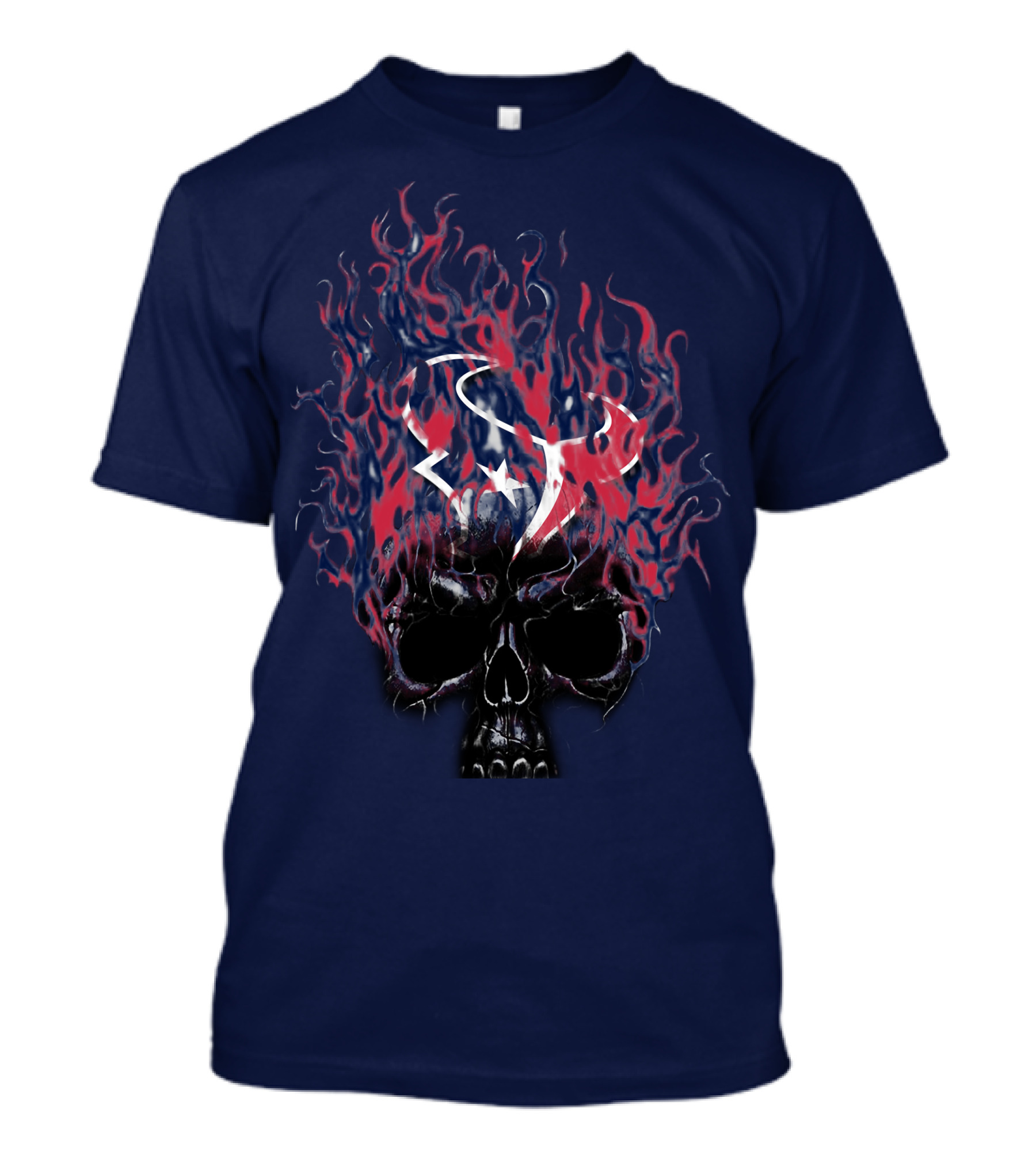 Houston Texans Skull With Fiery Logo And Flames T-Shirt