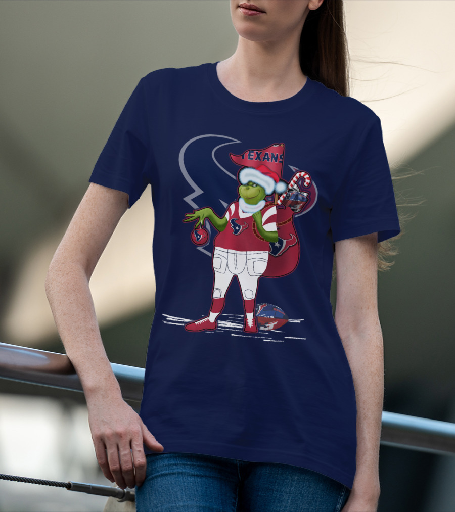 Grinchxmas Houston Texans Christmas Football Theme T-Shirt