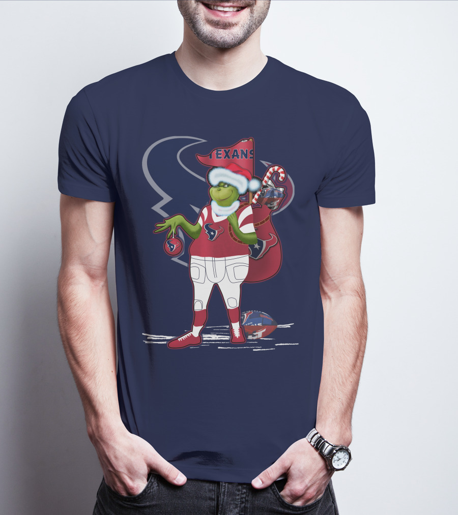 Grinchxmas Houston Texans Christmas Football Theme T-Shirt