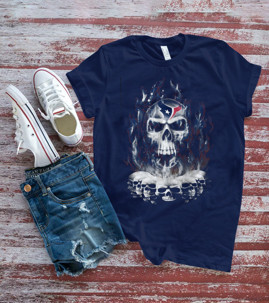 Houston Texans 28 Skull Flame T-Shirt