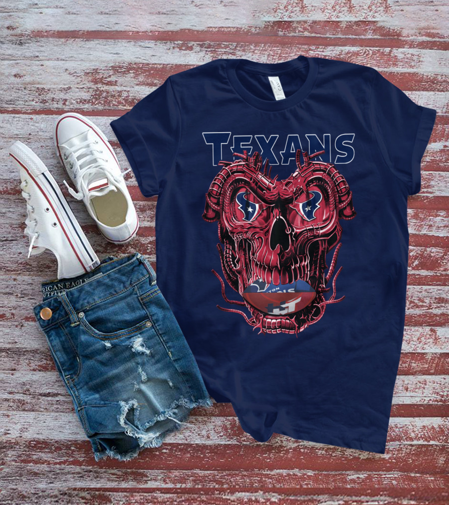 Texans Dragonskull Football Face T-Shirt