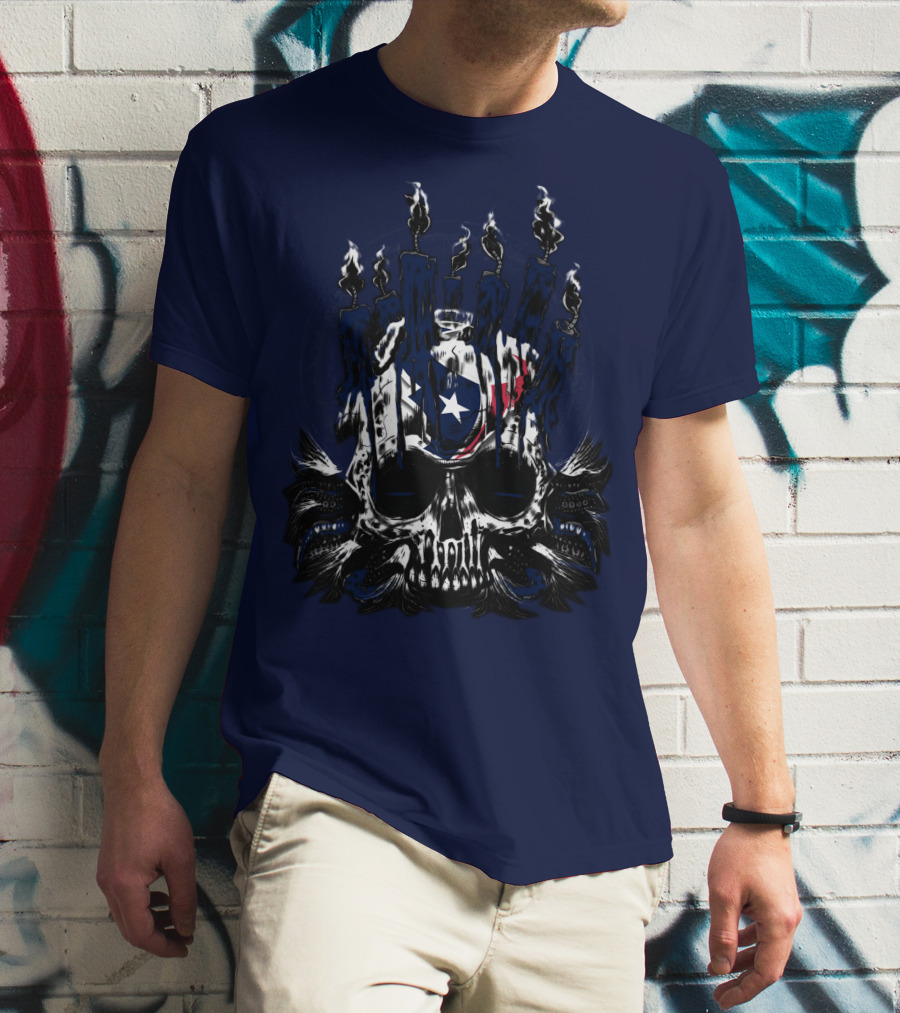Houston Texans 31 Skull With Flames And Lone Star Flag Theme T-Shirt