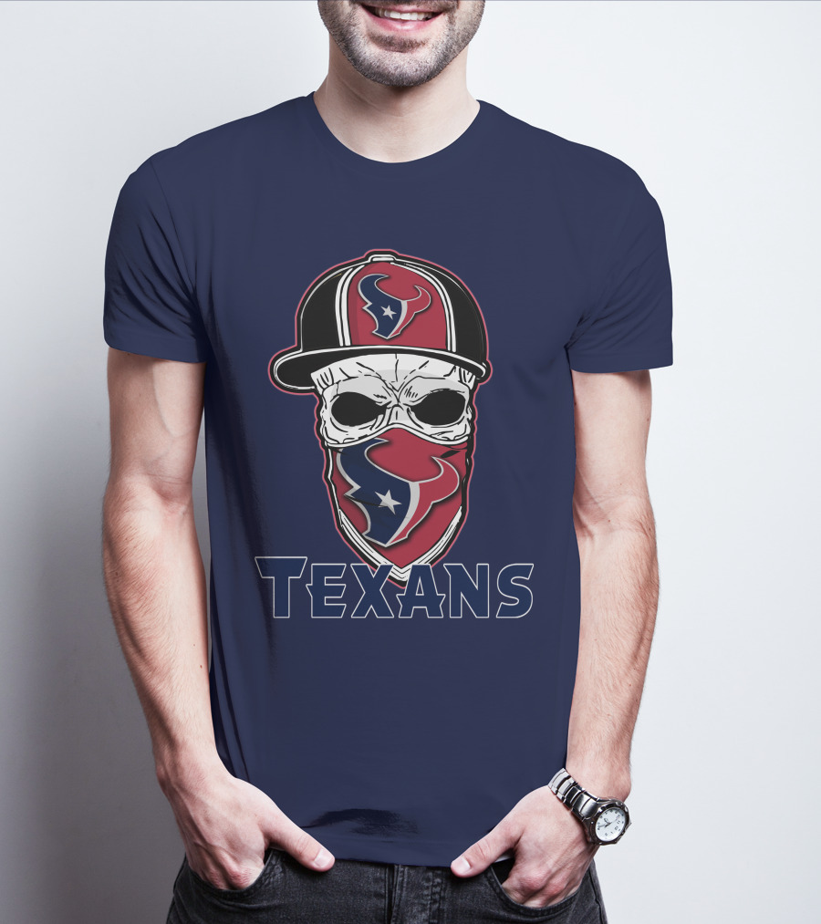 Houston Texans Skull Hat T-Shirt