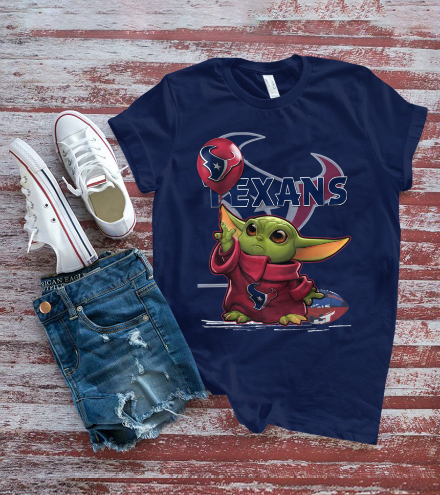 Yoda Texans Holding Balloon Football T-Shirt