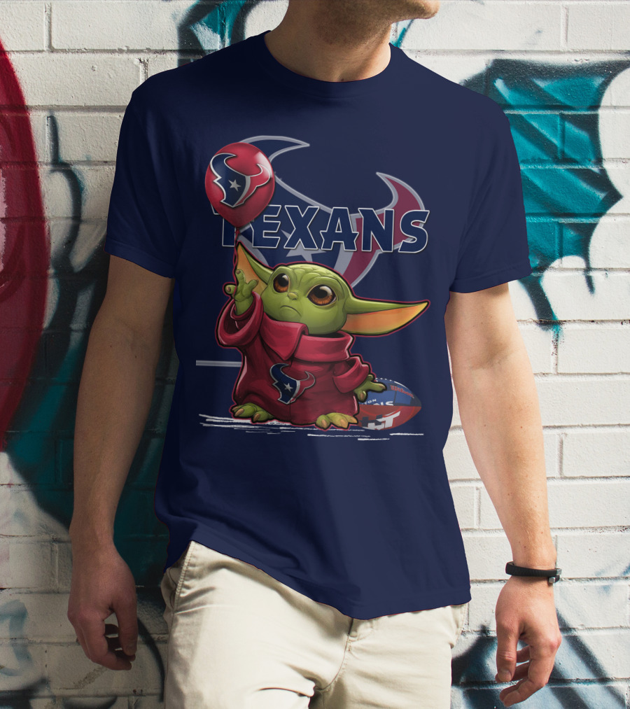 Yoda Texans Holding Balloon Football T-Shirt