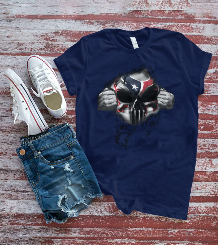 Houston Texans 67 Skull Texas Flag T-Shirt