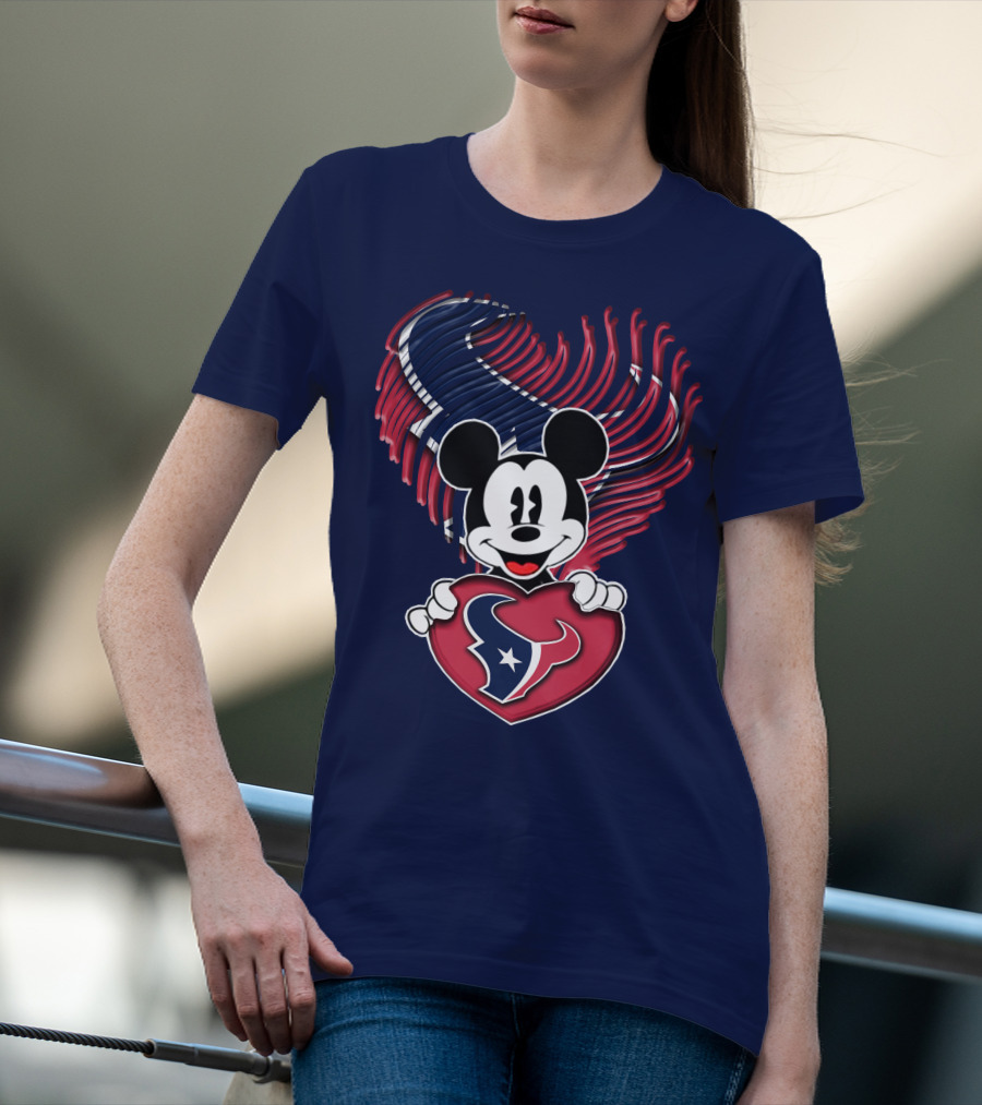 Mick Mouse Heart Houston Texans T-Shirt