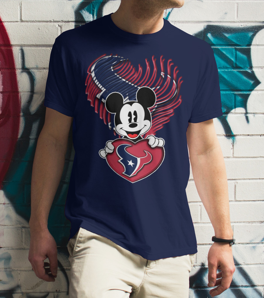 Mick Mouse Heart Houston Texans T-Shirt