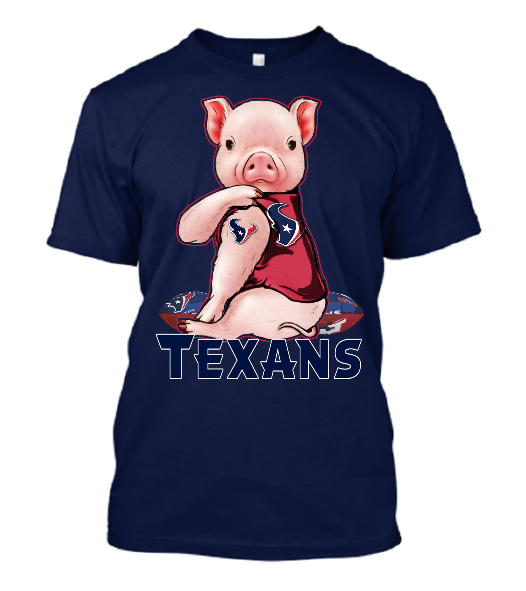 Texans Pig With Houston Logo Football T-Shirt